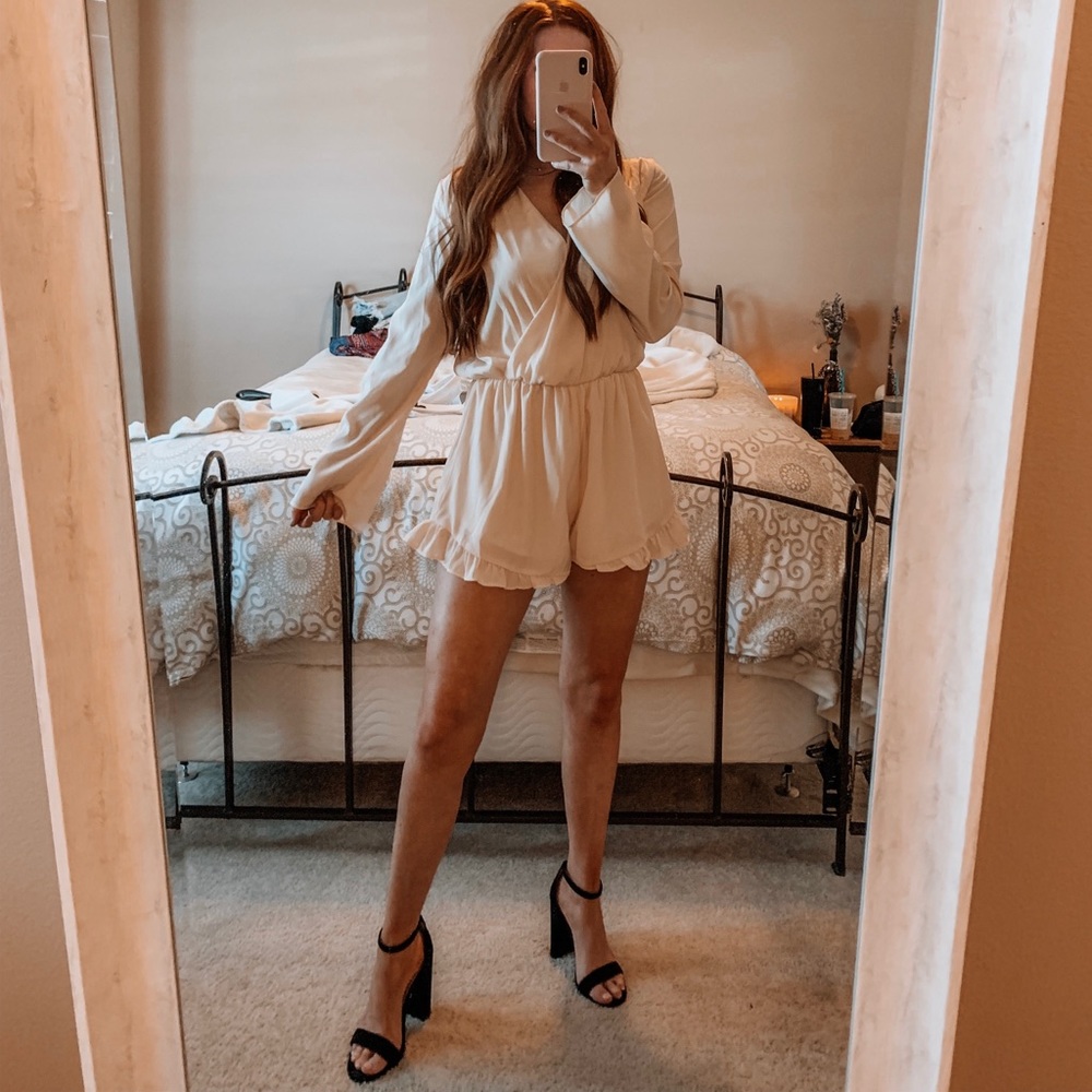 Beige Ruffled Romper